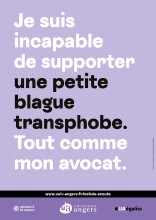 Je suis incapable de supporter une petite blague transphobe. Tout comme mon avocat.