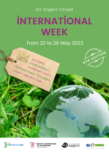 affiche semaine internationale écriture violette sur fond vert