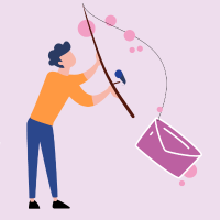 Image d'une personne essayant de pêcher une enveloppe