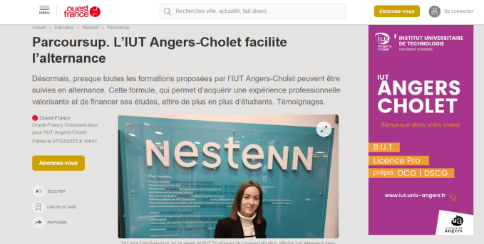 capture d'écran de l'article de Ouest France